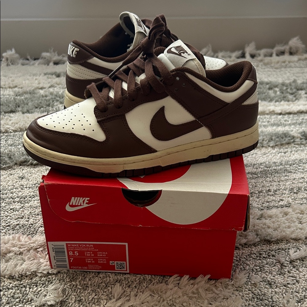 Nike Woman’s Chocolate Brown and Cream Dunks